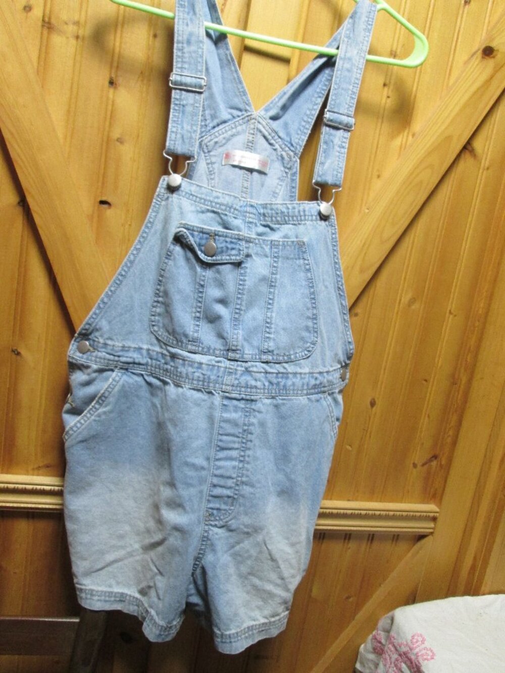 Vtg No Boundaries BIB SHORTS lght denim Sz 13 Large 36 Waist 3 inseam